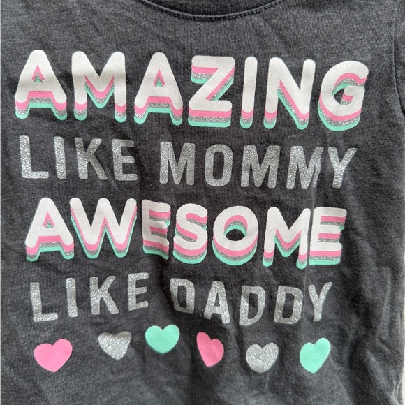 The Children's Place 3T Gray and Pink Mommy & Daddy Short Sleeve Tee Shirt - Picture 2 of 5